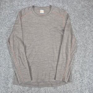 Icebreaker Merino 200 Base Layer Mens Large Brown Long Sleeve Crew Neck Top